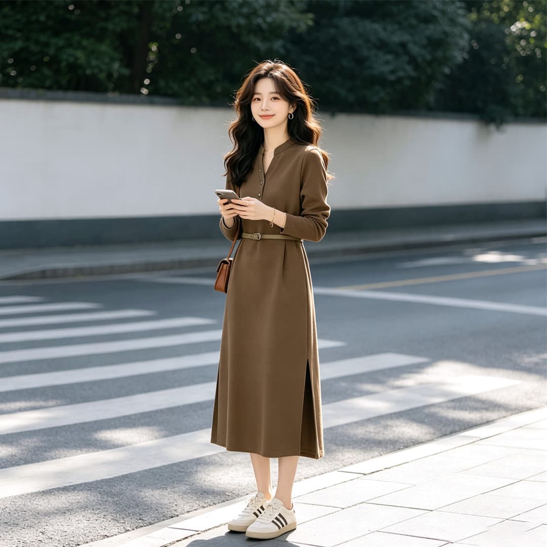 품격 드레스 2026 봄 가을 새로운 지성 우아함 센스 슬림해 보이는 다용도 선택하지 마라. 사람들 치마 아이들 상세 이미지 2