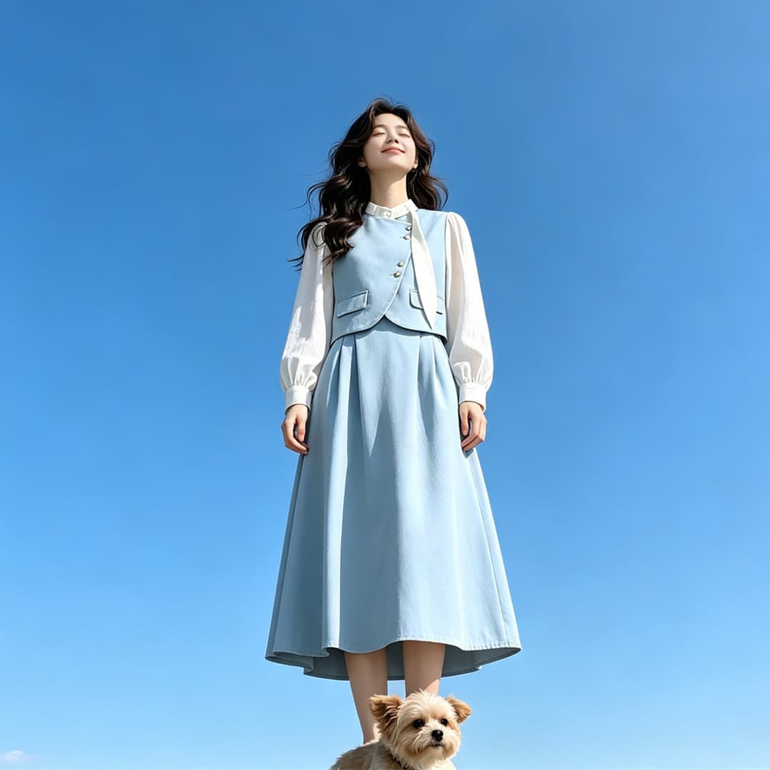 페이크 레이어드 작은 샤넬 스타일 프랑스식 긴팔 여성 드레스 봄 가을 2026 새로운 고급 센스 루즈핏 품격 롱 스커트