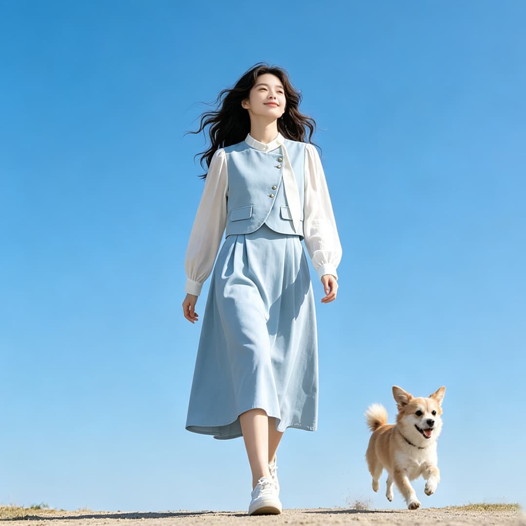 페이크 레이어드 작은 샤넬 스타일 프랑스식 긴팔 여성 드레스 봄 가을 2026 새로운 고급 센스 루즈핏 품격 롱 스커트 이미지 3