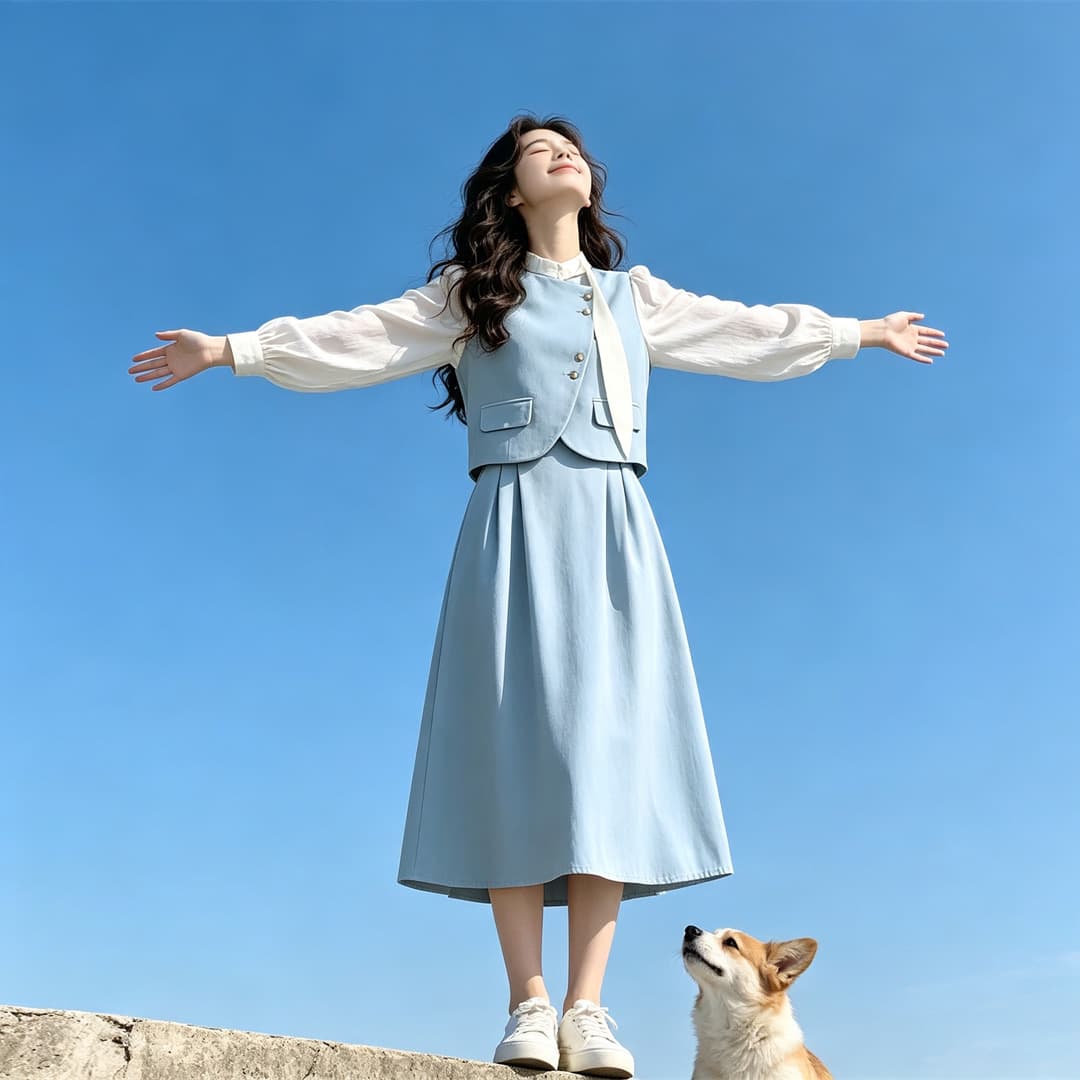 페이크 레이어드 작은 샤넬 스타일 프랑스식 긴팔 여성 드레스 봄 가을 2026 새로운 고급 센스 루즈핏 품격 롱 스커트 이미지 4