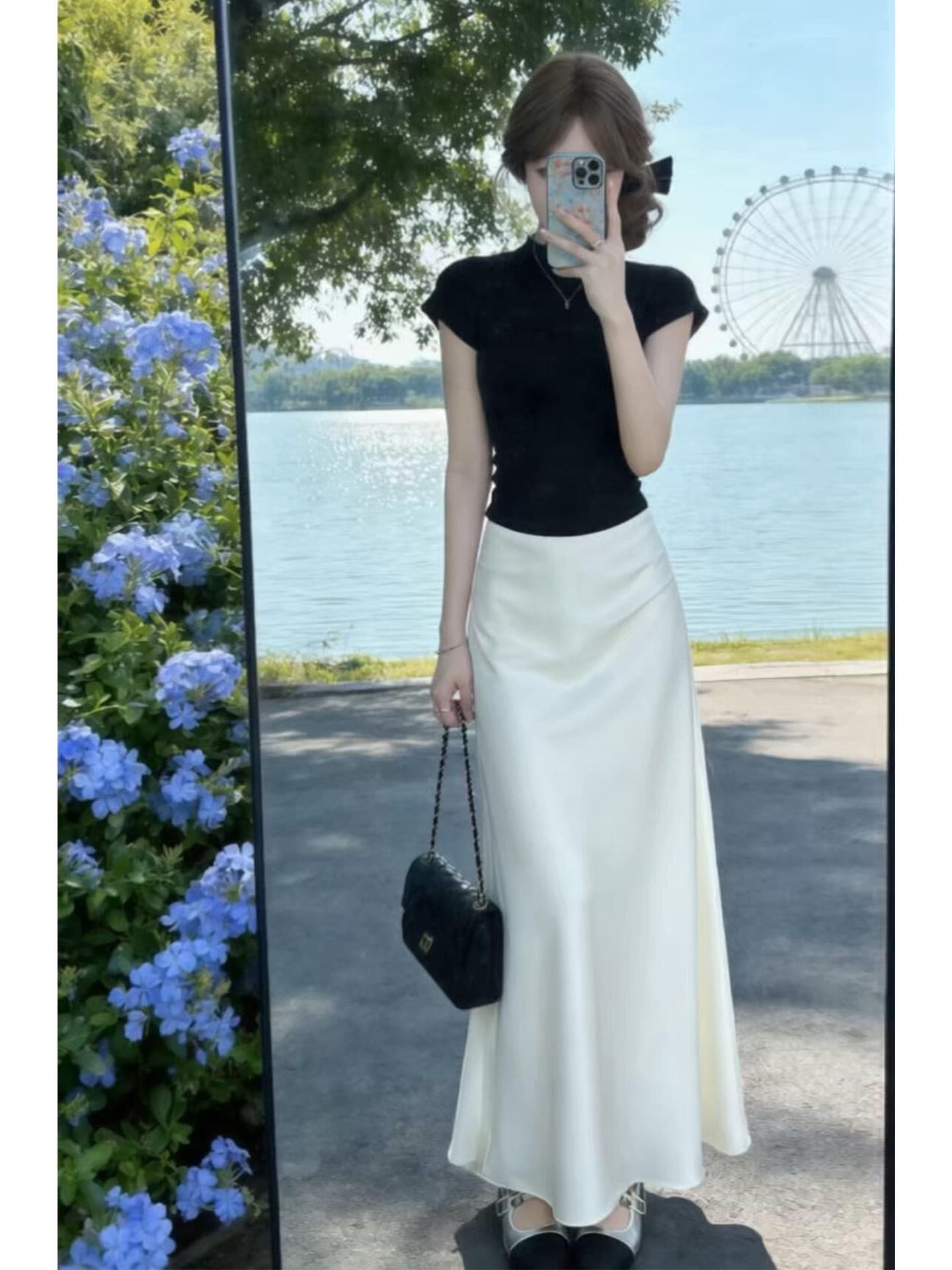 한 부서 그레이트 통해보기 가져 가라. 전체 집합 2026 새로운 검정색 티셔츠 여성 여름 타이트 스커트 반신 스커트 투피스 슈트