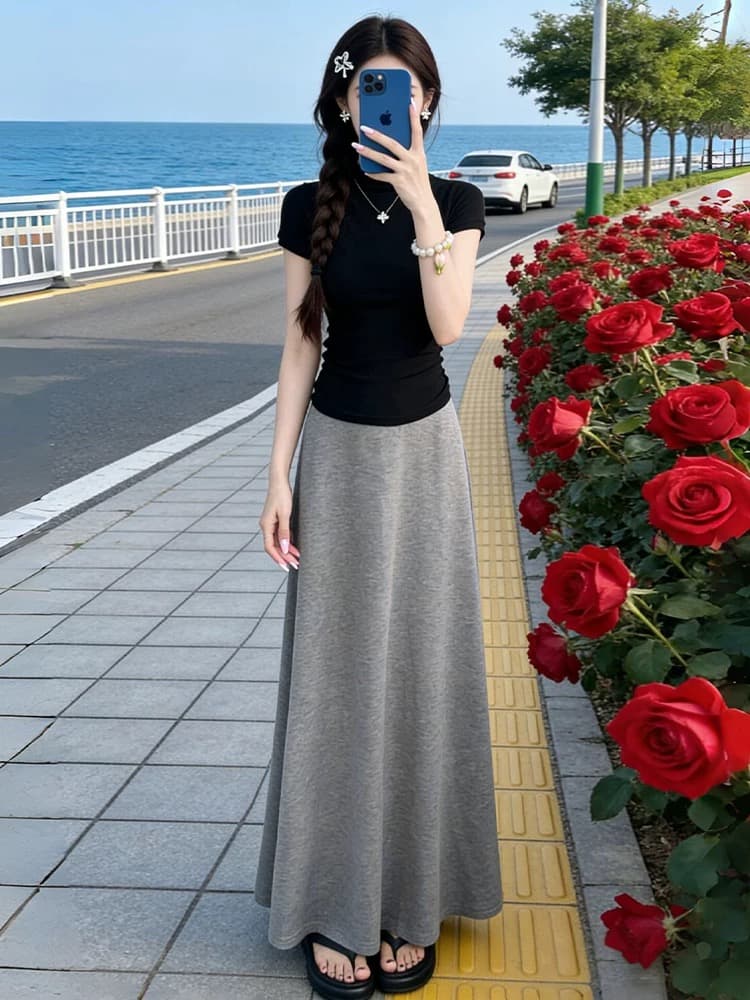 초여름 아름다운 착용 가져 가라. 전체 집합 2026 빛 사람들 코치 자이언트 잘 생긴 ~ 중 부드러운 달콤한 스타일 점프 슈트 치마 세트 이미지 4