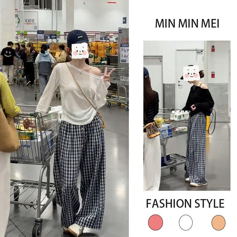 한 부서 미니멀리즘 바람 착용 가져 가라. 인기 전체 집합 다용도 슬림해 보이는 비스듬한 어깨 긴팔 태양 보호 셔츠 캐주얼 바지 투피스 세트 이미지 2