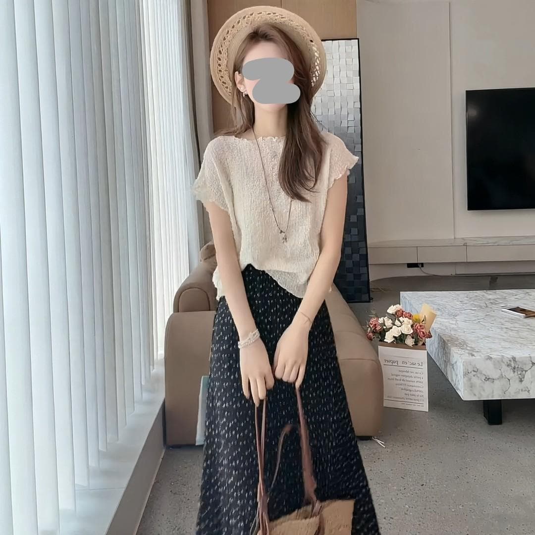 2026 여름 새로운 질감 센스 미니멀리즘 다용도 주름 편안함 맨위 레트로 루즈핏 슬림해 보이는 반신 치마 세트 상세 이미지 6
