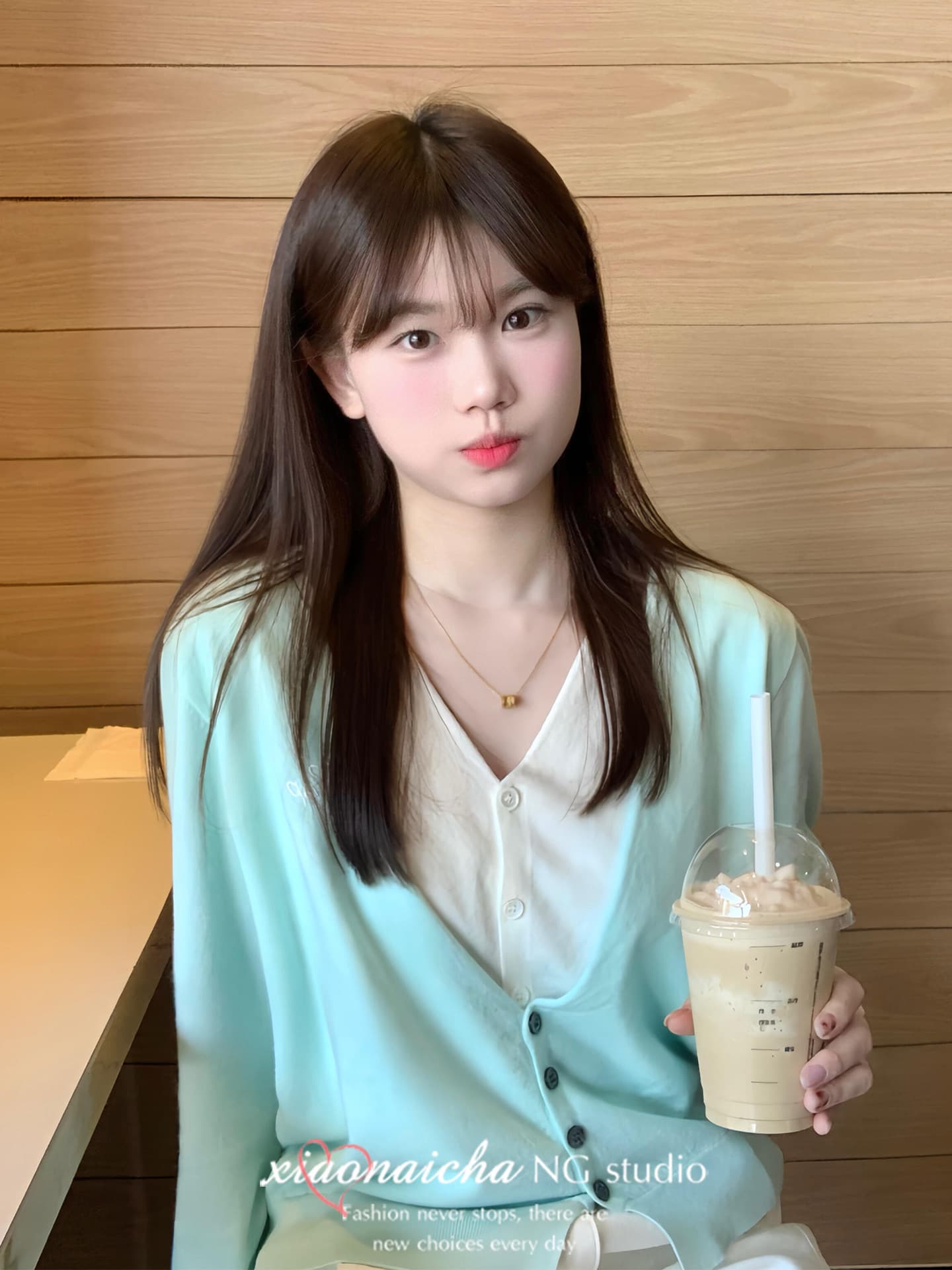 한 부서 박하 녹색 페이크 레이어드 V넥 니트 오픈 가디건 여성 봄 새로운 작은 키 루즈핏 다용도 스웨터 코트 이미지 2