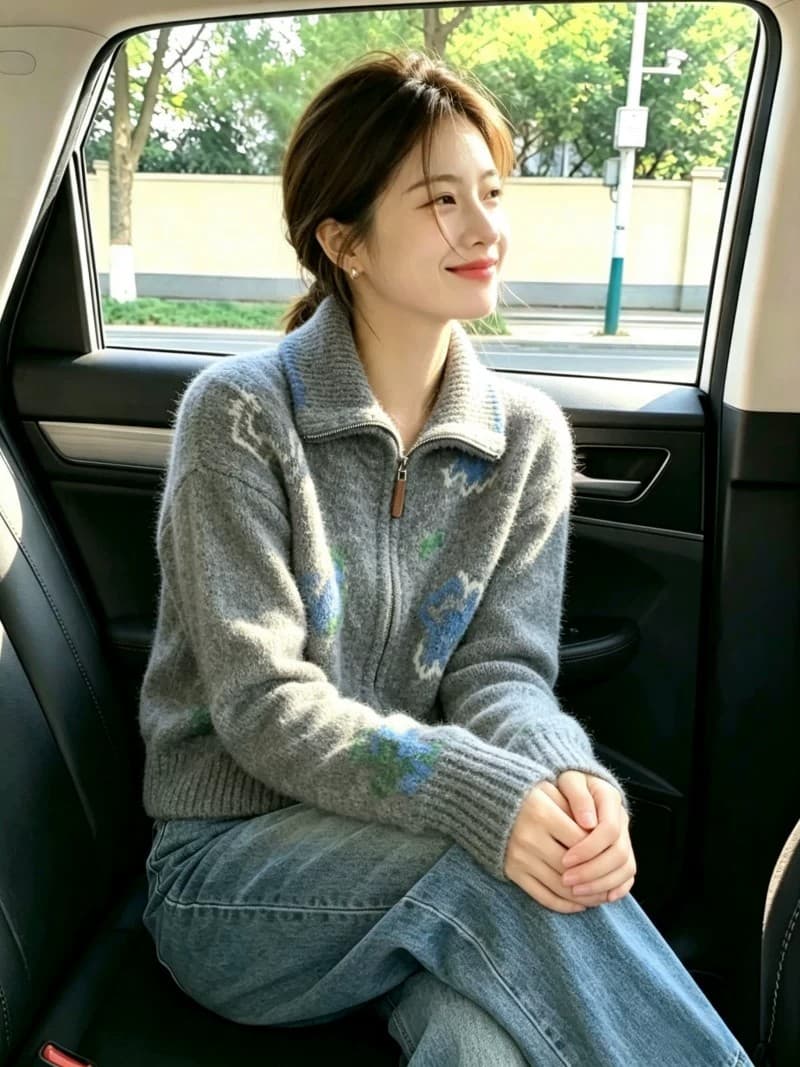 보존 섹션 추천 부드러운 바람 자카드 더블 지퍼 니트 오픈 가디건 여성 가을 겨울 새로운 슈퍼 잘 생긴 부드러운 찹쌀 스웨터 상세 이미지 11