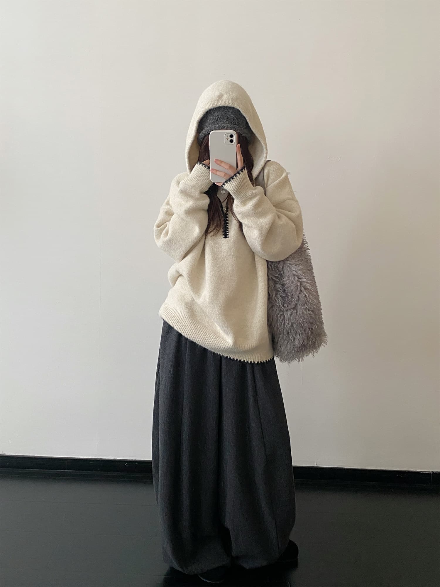 후드 스웨터 여자 가을 겨울철 착용 가져 가라. 느긋한 고급 센스 긴팔 맨위 작은 대중 아니요 명중 섹션 니트 스웨터 상세 이미지 19