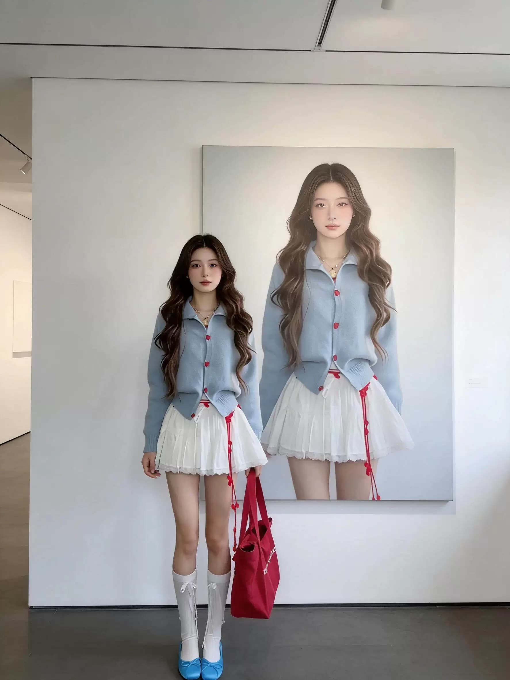 2026 가을 새로운 폴로 칼라 파란색 니트 오픈 가디건 스웨터 여자 가을 겨울 부드러운 찹쌀 외부 가져 가라. 느긋한 바람 재킷 맨위 이미지 3