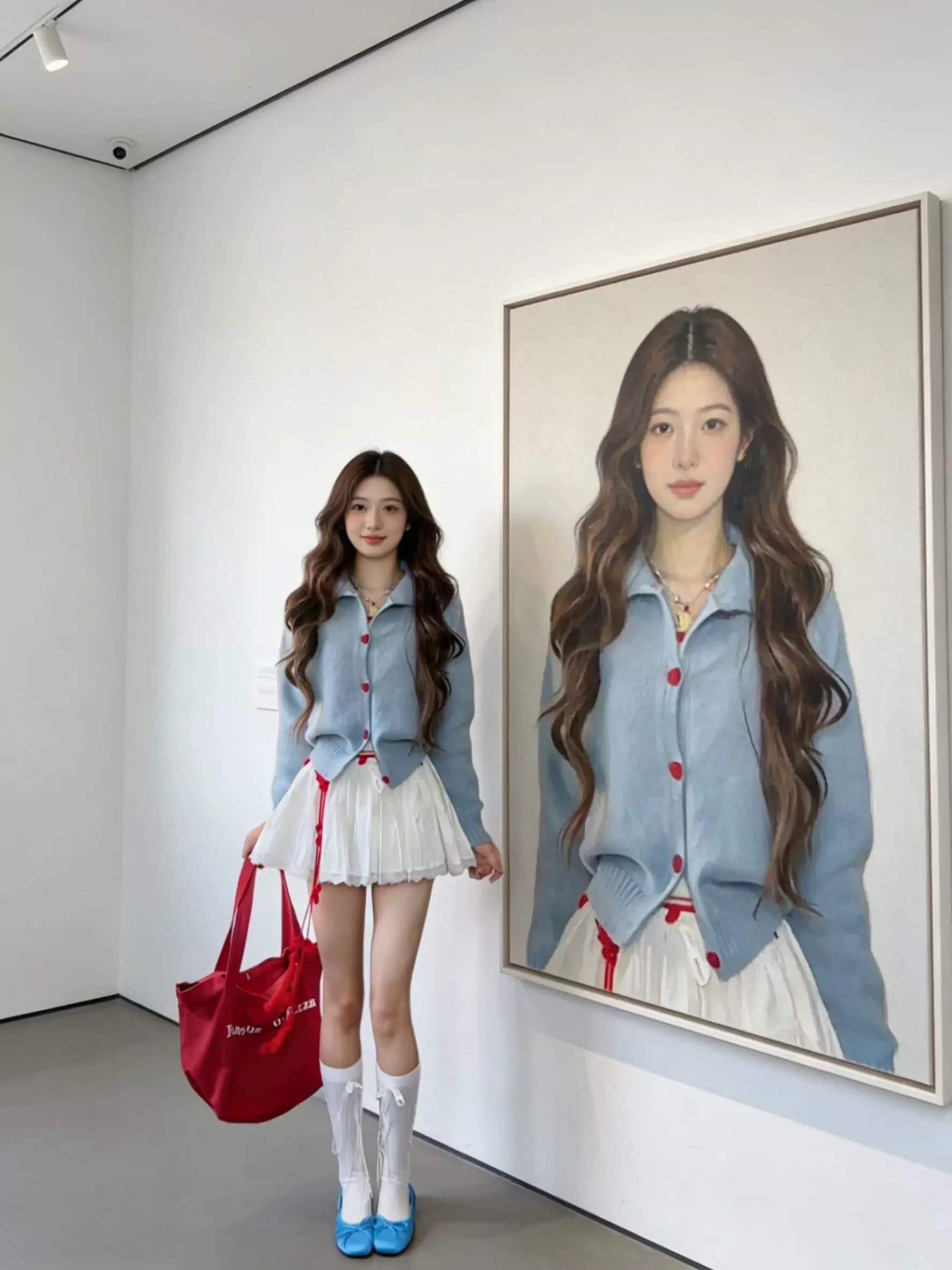 2026 가을 새로운 폴로 칼라 파란색 니트 오픈 가디건 스웨터 여자 가을 겨울 부드러운 찹쌀 외부 가져 가라. 느긋한 바람 재킷 맨위 이미지 4