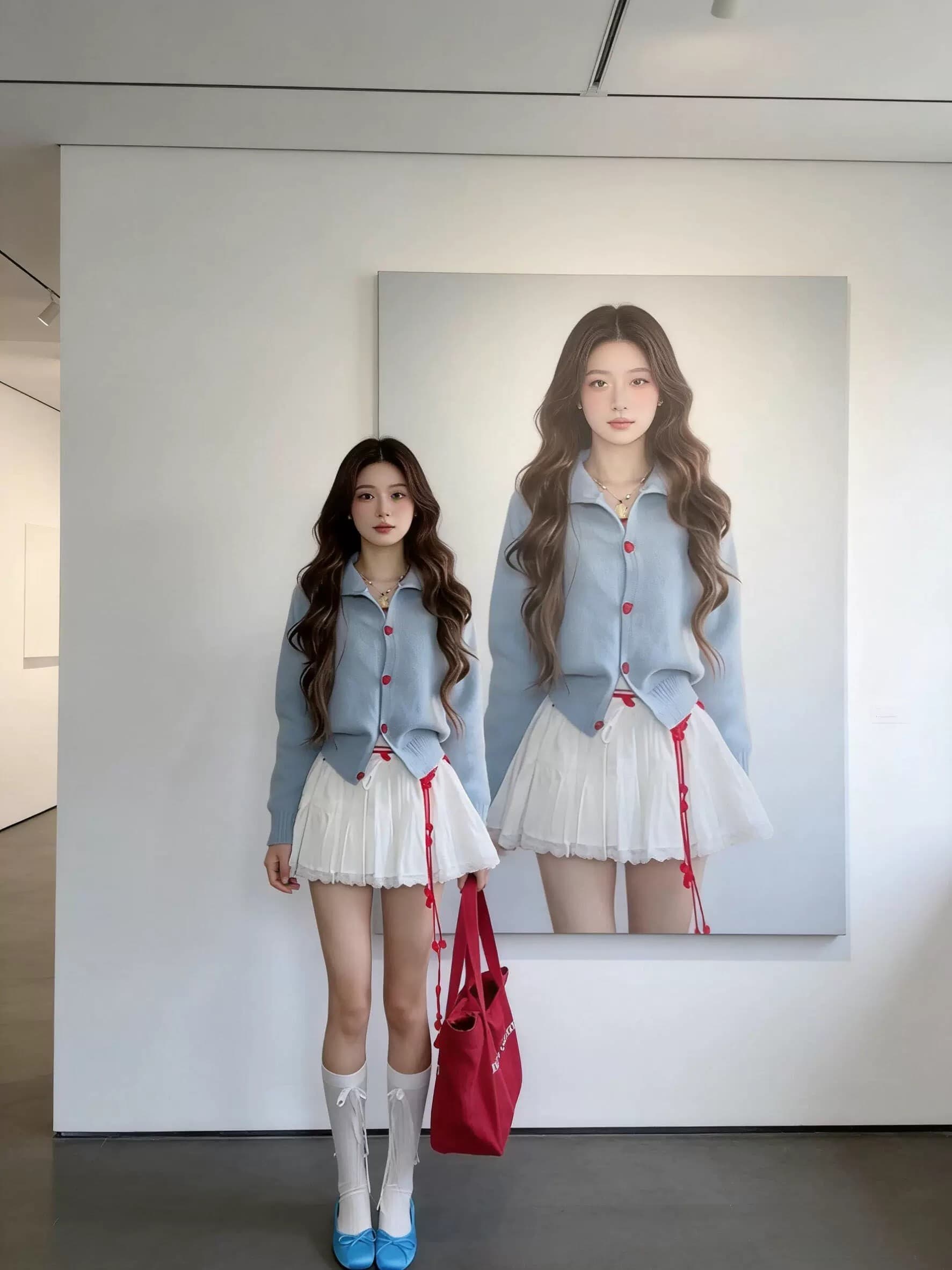 2026 가을 새로운 폴로 칼라 파란색 니트 오픈 가디건 스웨터 여자 가을 겨울 부드러운 찹쌀 외부 가져 가라. 느긋한 바람 재킷 맨위 상세 이미지 5
