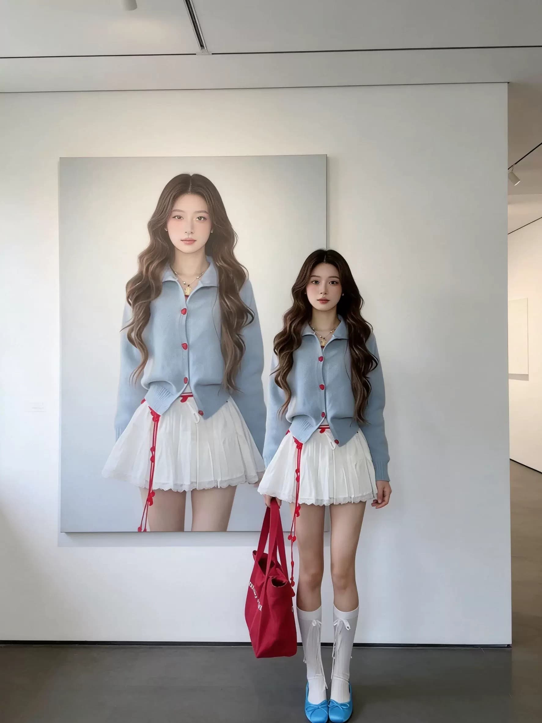 2026 가을 새로운 폴로 칼라 파란색 니트 오픈 가디건 스웨터 여자 가을 겨울 부드러운 찹쌀 외부 가져 가라. 느긋한 바람 재킷 맨위 상세 이미지 8