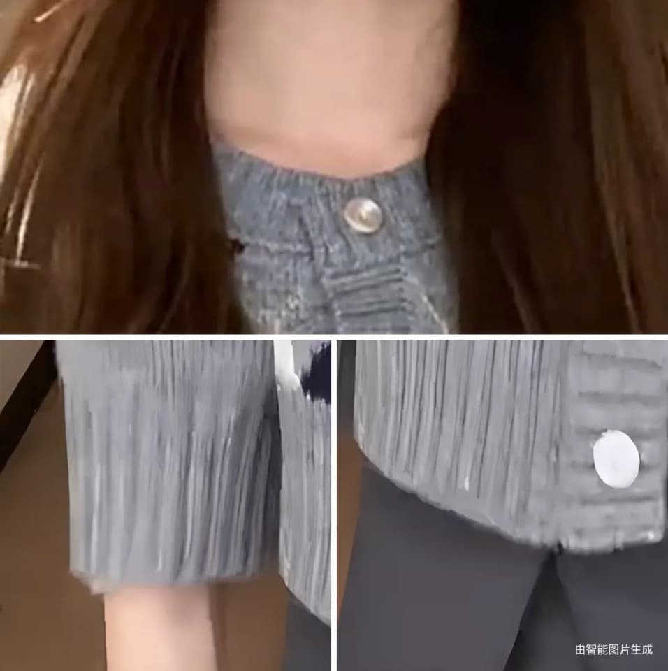레트로 학원 스타일 링 그리드 스웨터 여성 코트 봄 루즈핏 느긋한 작은 키 품격 회색 니트 오픈 가디건 트렌디 상세 이미지 7