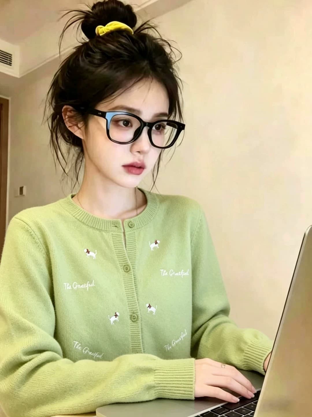 새끼 고양이 자수 니트 오픈 가디건 여성 긴 소매 2026 가을 새로운 느긋한 느슨함 센스 다용도 슬림해 보이는 라운드 넥 맨위 이미지 4