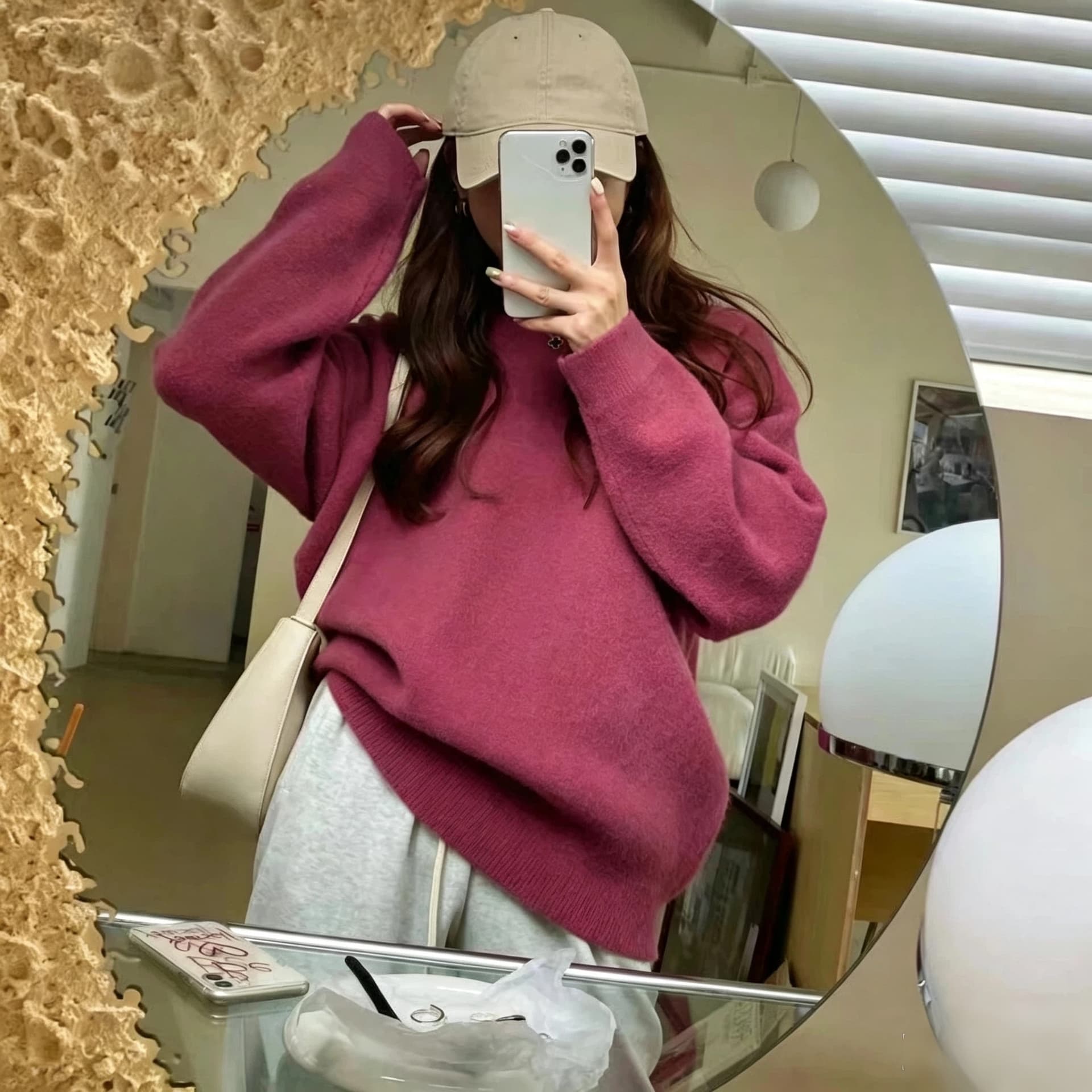 한 부서 새로운 미니멀리즘 부드러운 느긋한 바람 풀오버 라운드 넥 스웨터 여자 루즈핏 다용도 니트 맨위 가을 겨울 인사이드 가져 가라. 상세 이미지 8