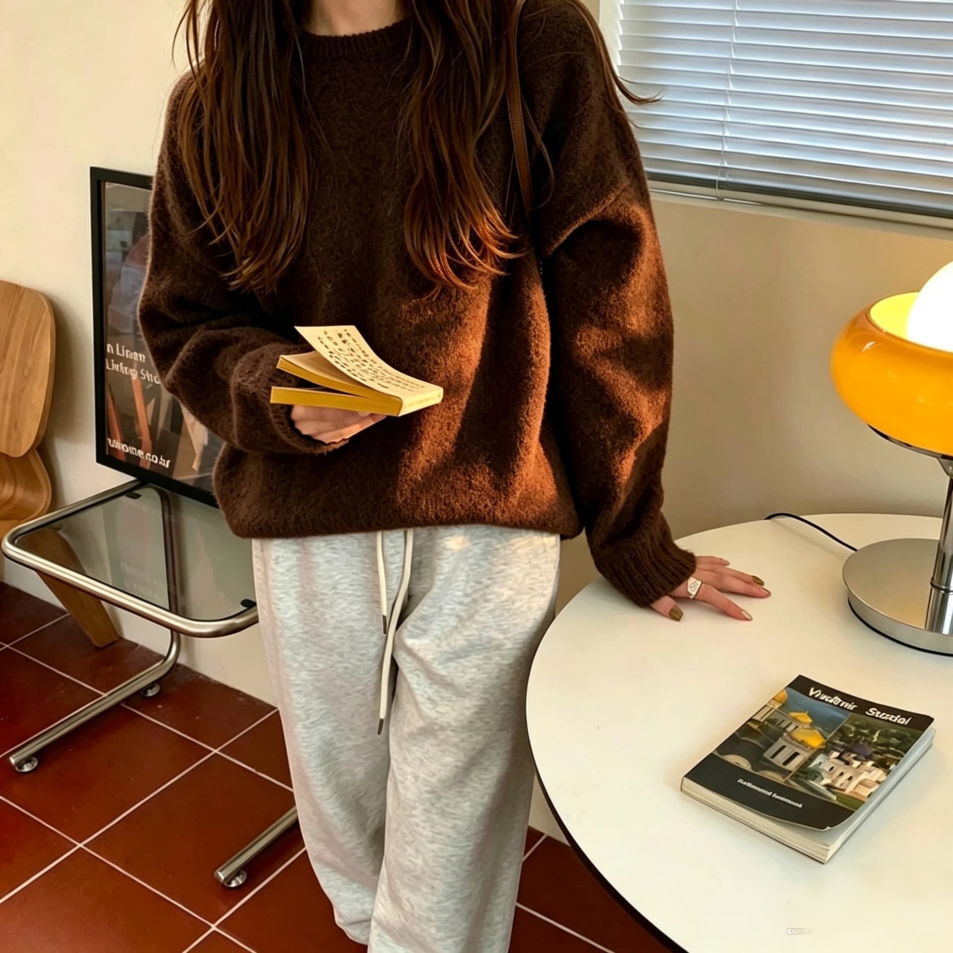 한 부서 새로운 미니멀리즘 부드러운 느긋한 바람 풀오버 라운드 넥 스웨터 여자 루즈핏 다용도 니트 맨위 가을 겨울 인사이드 가져 가라. 상세 이미지 13