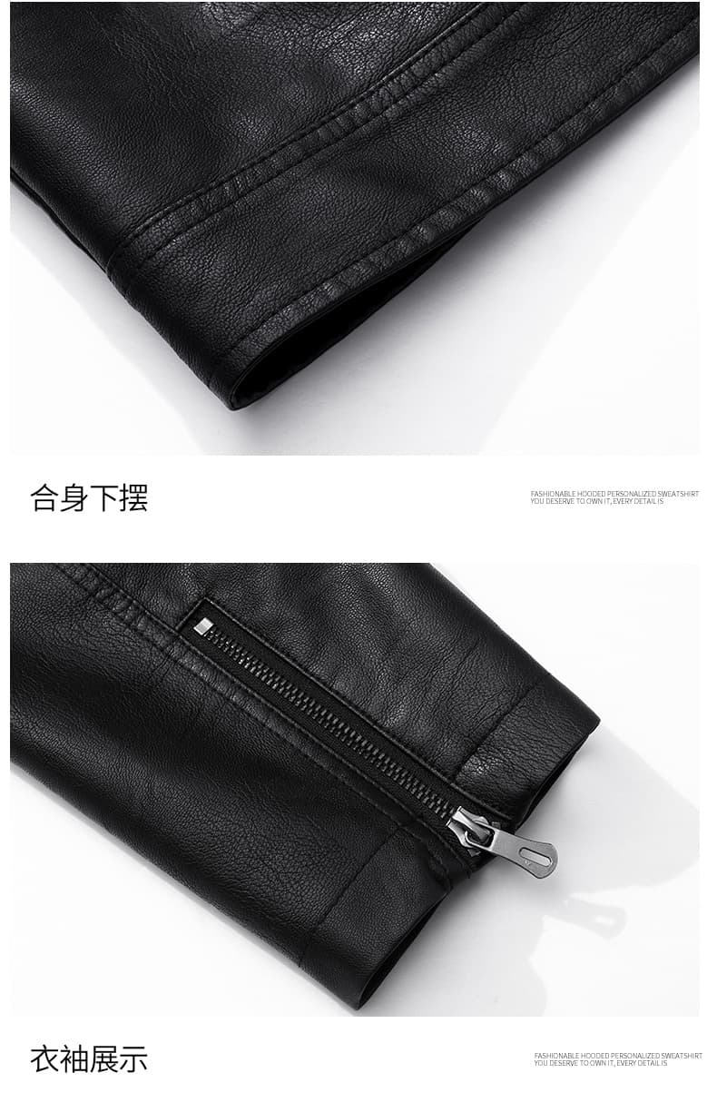 가죽 재킷 폴로 칼라 재킷 재킷 청년 트렌드 가을 겨울 새로운 국경 간 대외 무역 남성 패션 비즈니스 가죽 자켓 남자 상세 이미지 17