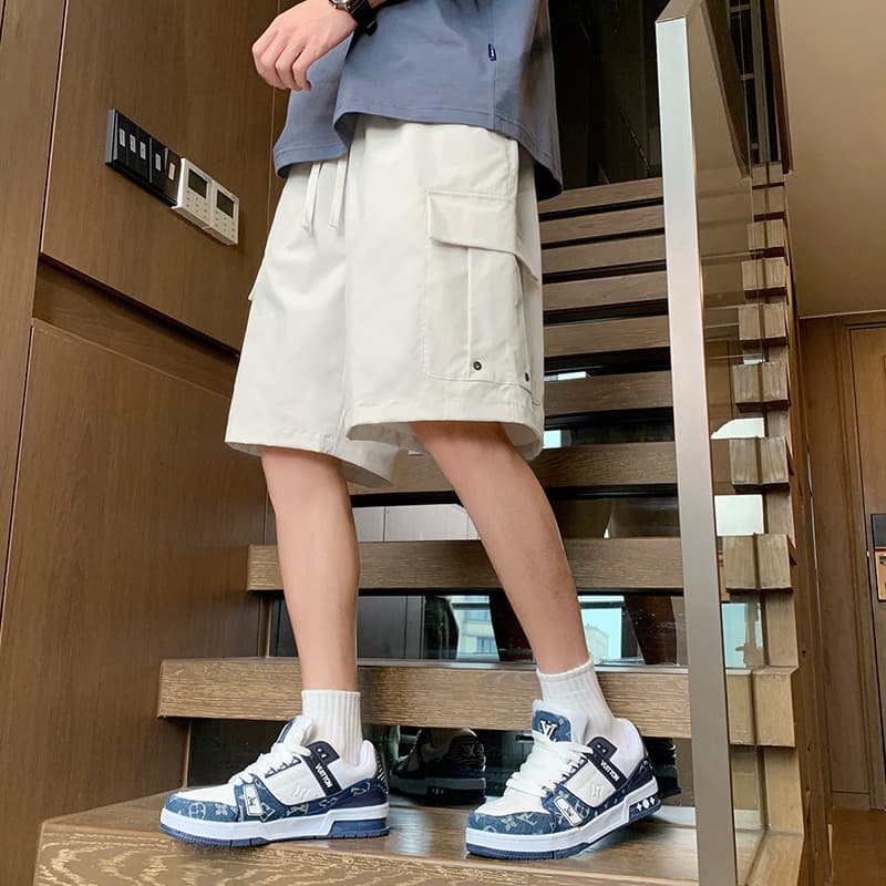 새로운 워크웨어 남자 루즈핏 캐주얼 오부 바지 커플 조수 브랜드 반바지 야외 얼음 실크 속도 말라 죽다 호흡 곤란 바지 이미지 2