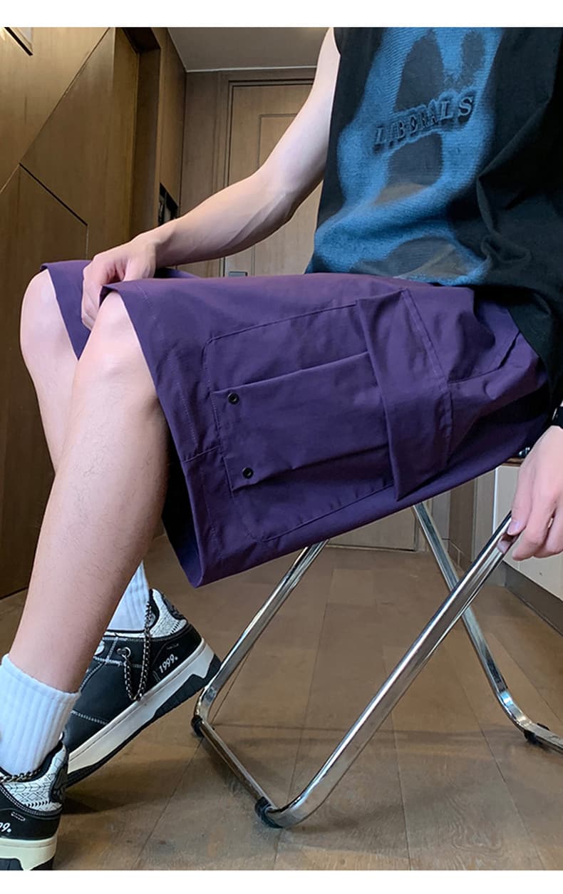 새로운 워크웨어 남자 루즈핏 캐주얼 오부 바지 커플 조수 브랜드 반바지 야외 얼음 실크 속도 말라 죽다 호흡 곤란 바지 상세 이미지 22