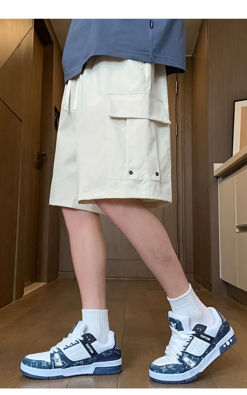 새로운 워크웨어 남자 루즈핏 캐주얼 오부 바지 커플 조수 브랜드 반바지 야외 얼음 실크 속도 말라 죽다 호흡 곤란 바지 상세 이미지 33
