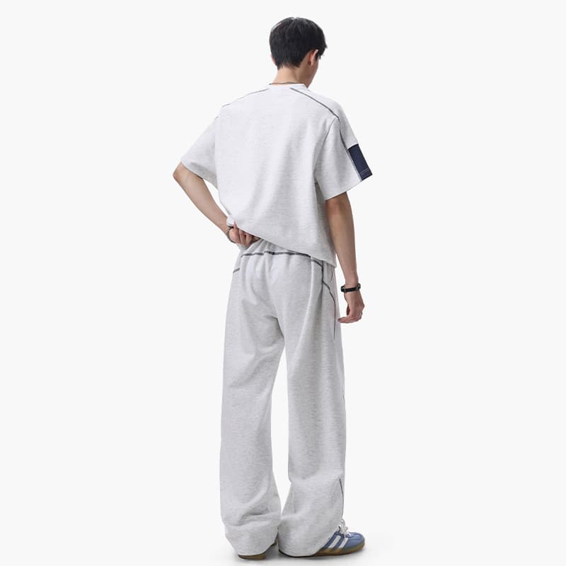 여름 새로운 높음 폭탄 차가운 면 케이블 루오 Na 구름 그림자 면 배색 핫셀블라드 선 반팔 캐주얼 세트 이미지 5