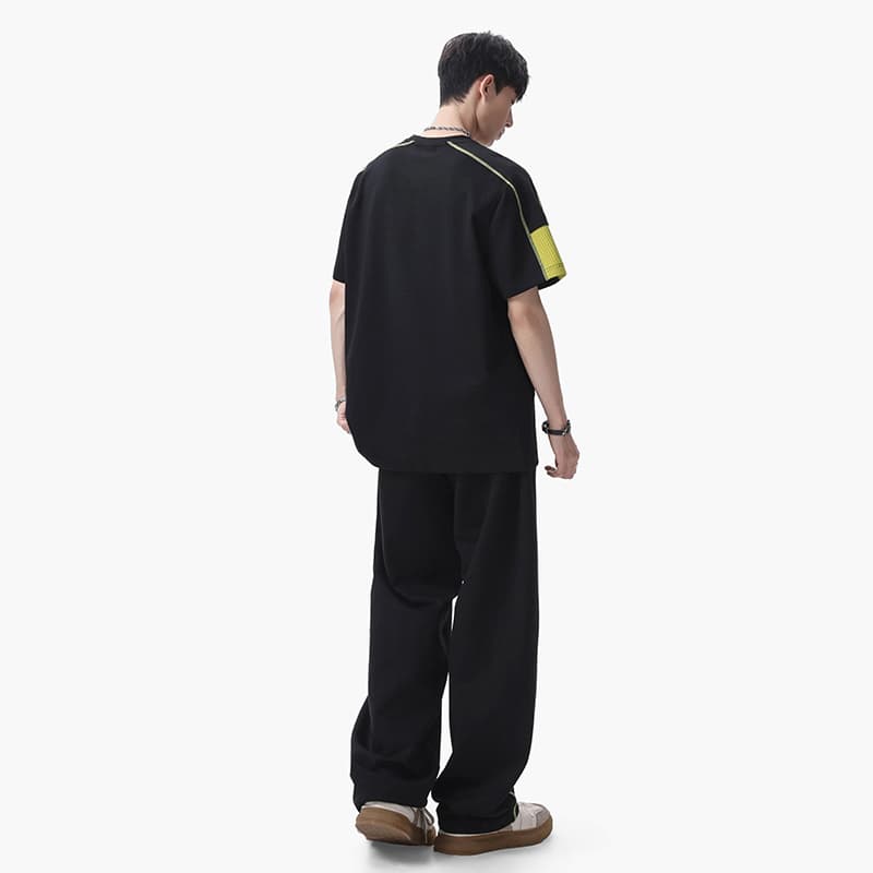 여름 새로운 높음 폭탄 차가운 면 케이블 루오 Na 구름 그림자 면 배색 핫셀블라드 선 반팔 캐주얼 세트 이미지 3