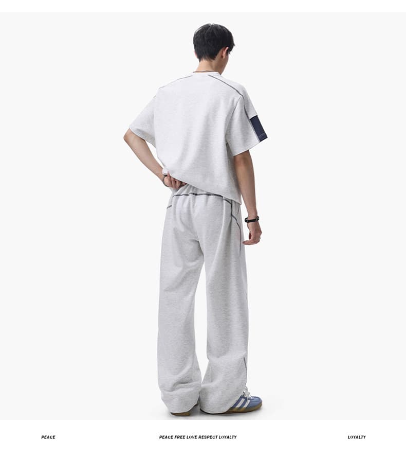 여름 새로운 높음 폭탄 차가운 면 케이블 루오 Na 구름 그림자 면 배색 핫셀블라드 선 반팔 캐주얼 세트 상세 이미지 14