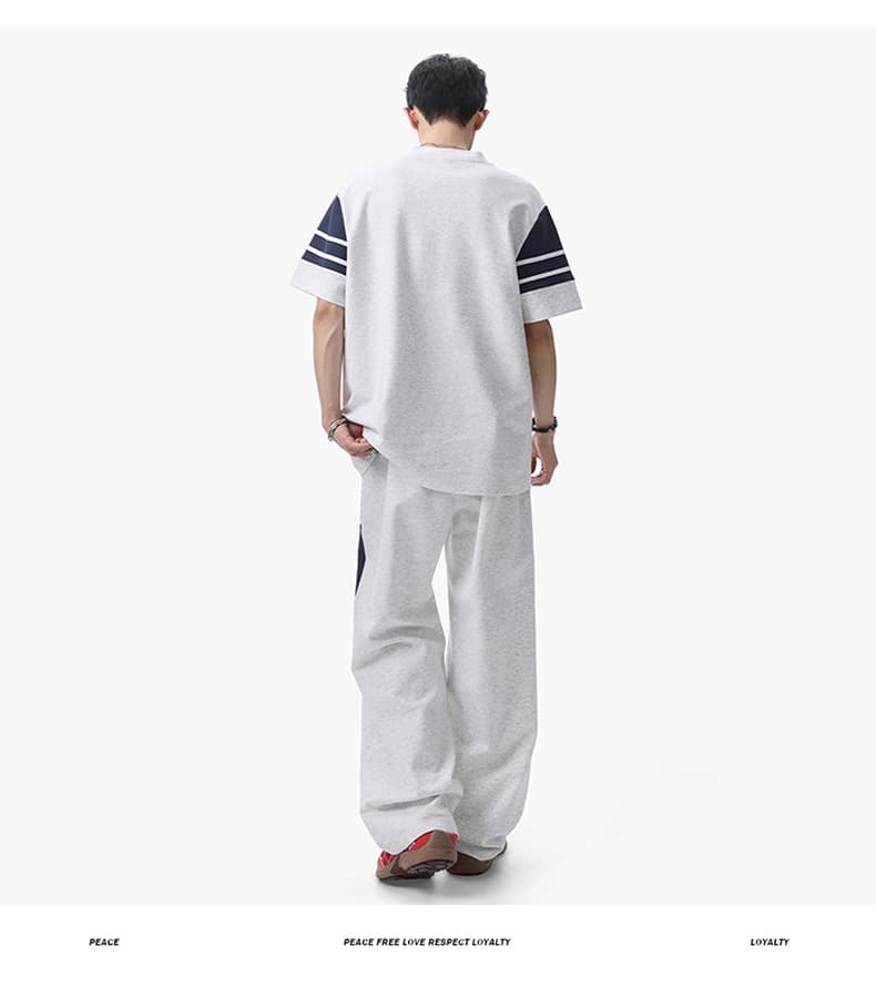 여름 새로운 높음 폭탄 차가운 면 케이블 루오 Na 구름 그림자 면 패치워크 색상 반팔 긴 바지 캐주얼 스포츠 슈트 패션 섹션 상세 이미지 14