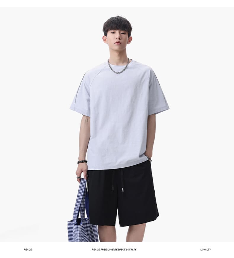여름 새로운 투명 그리드 반사 클립 기사 여름 반팔 반바지 여름 캐주얼 스포츠 슈트 패션 섹션 상세 이미지 21
