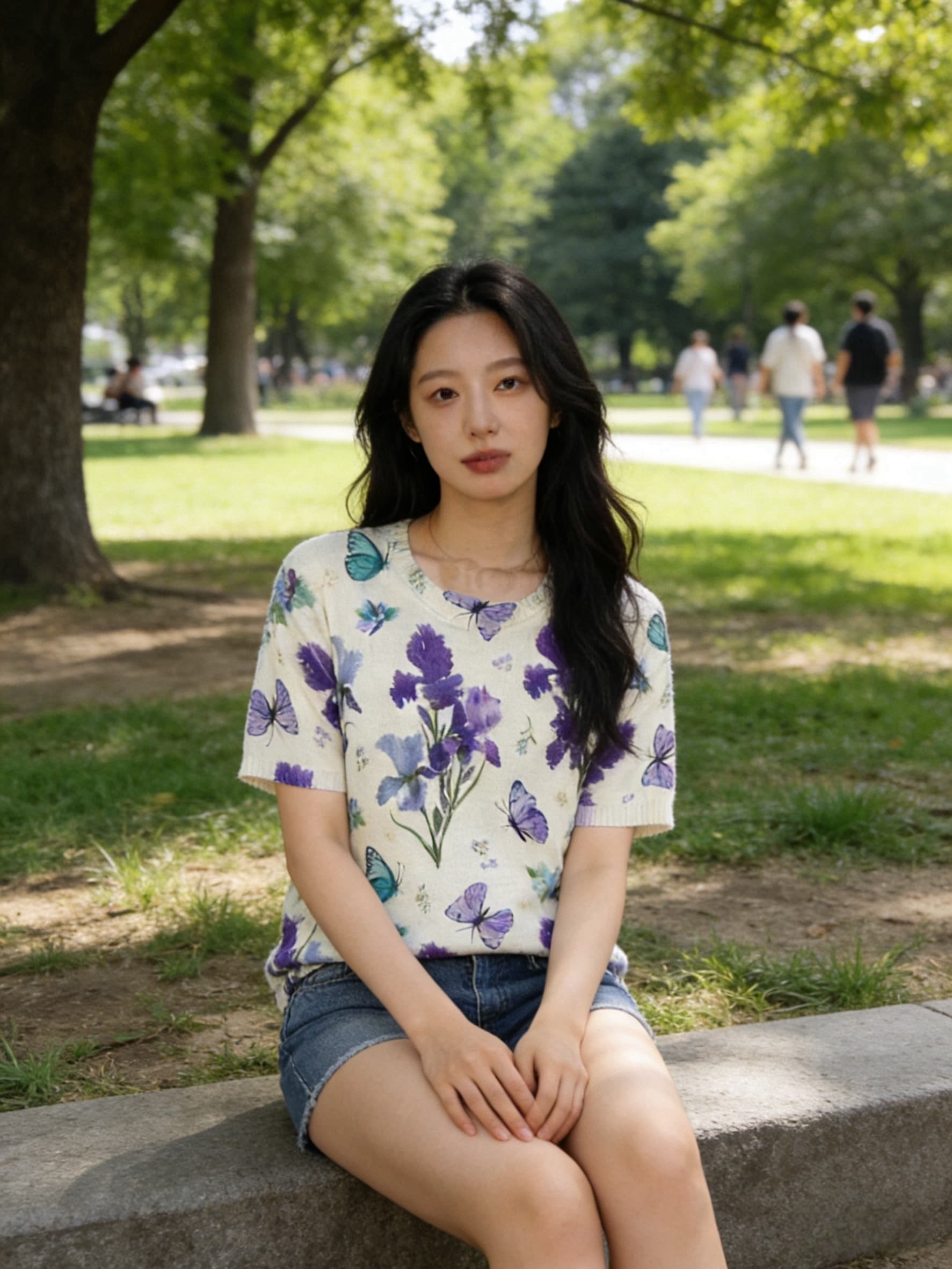 실사 한국 동대문 스타 같은 단락 면 린넨 패션 몸 전체 프린트 반팔 여성 디자인 센스 작은 대중 루즈핏 여름 상세 이미지 4