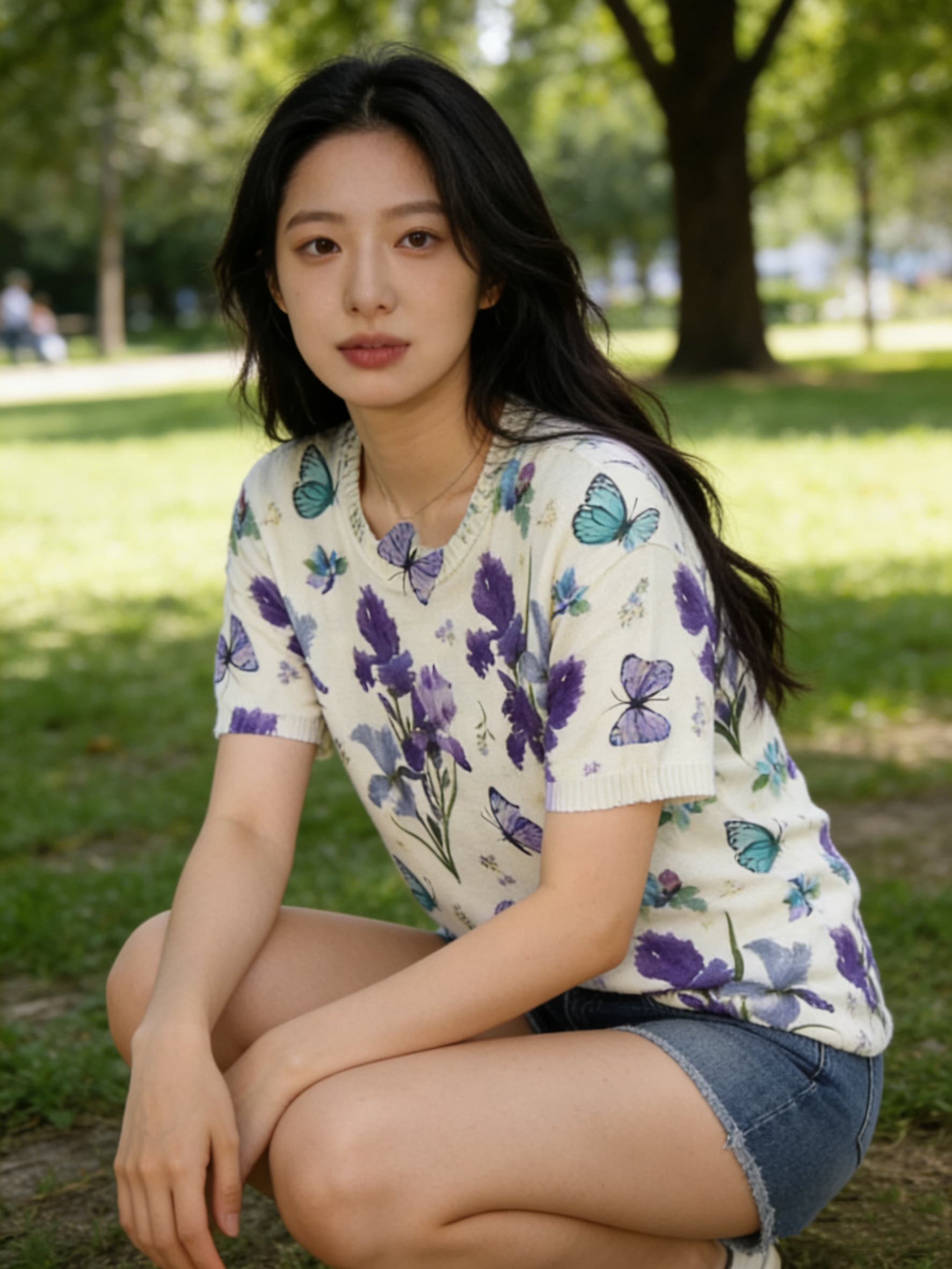실사 한국 동대문 스타 같은 단락 면 린넨 패션 몸 전체 프린트 반팔 여성 디자인 센스 작은 대중 루즈핏 여름 상세 이미지 7