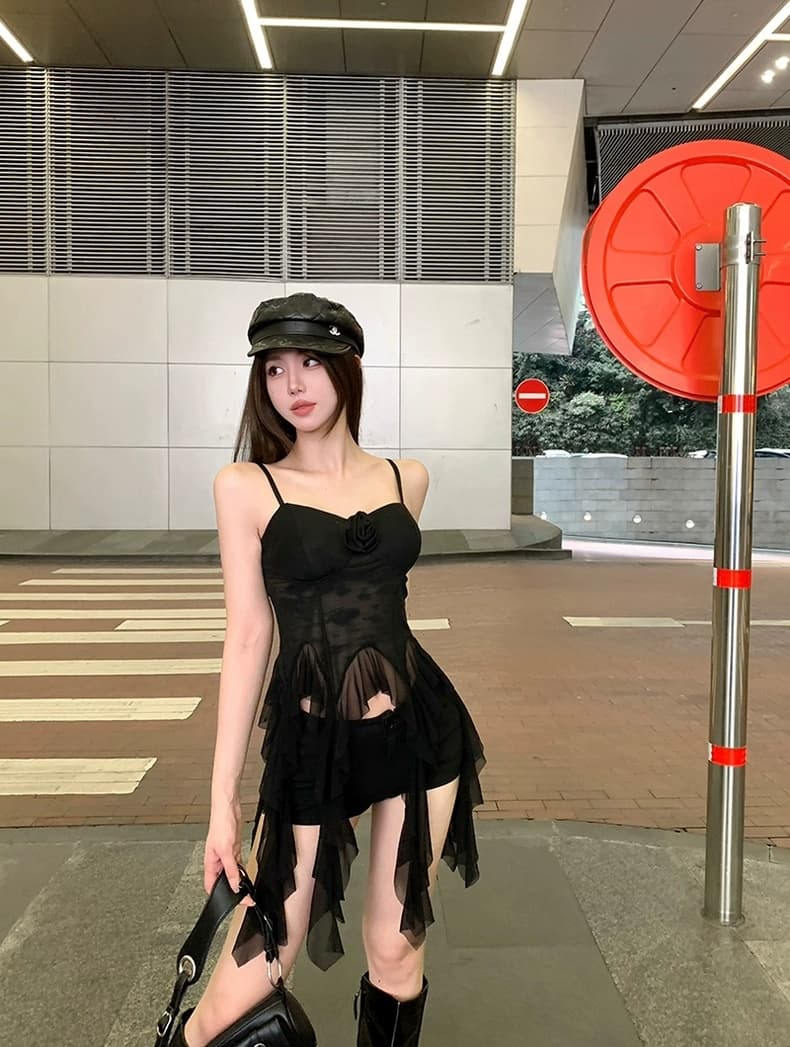 한국 스타일 달콤한 차가운 핫걸 순수한 욕망 바람 스트랩 디자인 센스 타이트 슬림해 보이는 섹시함 오프숄더 작은 대중 니트 튜브탑 여성 상세 이미지 15