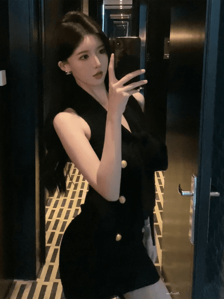 봄 여름 작은 샤넬 스타일 민소매 니트 여성 드레스 순수한 욕망 품격 감정 핫걸 타이트 스커트 짧은 치마 상세 이미지 9
