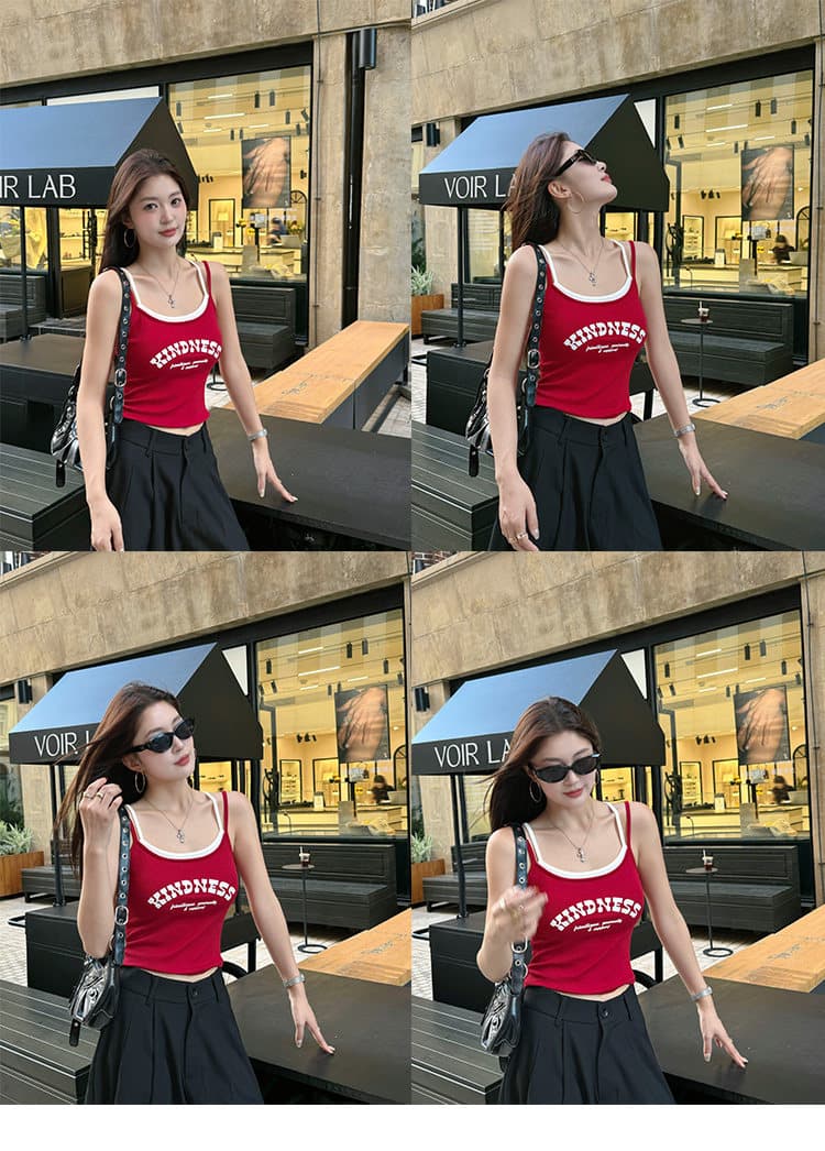 페이크 레이어드 아메리칸 행침 벨트 가슴 패드 조끼 여성 봄 여름 외출용 섹션 인사이드 가져 가라. 민소매 맨위 만나는 상세 이미지 11