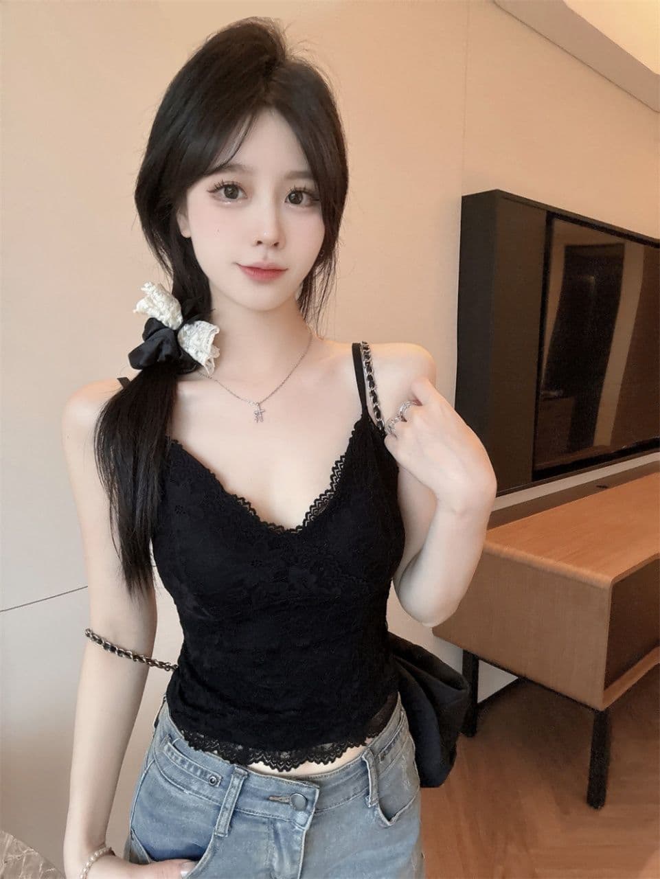 레이스 여름 캐미솔 인사이드 가져 가라. 아름다움 뒤로 속옷 브래지어 하나 2026 새로운 화이트 만나는 맨위 상세 이미지 20