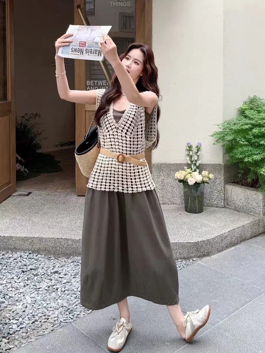 한 부서 작은 대중 디자인 센스 홀로우 아웃 짜임 조끼 여성 여름 패션 다용도 슬림해 보이는 맨위 상세 이미지 10
