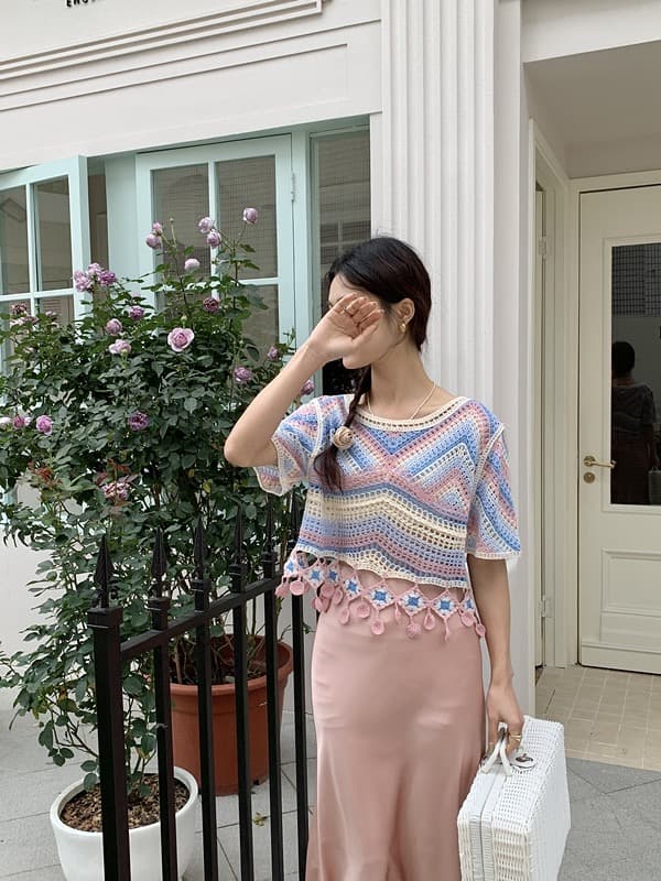 새로운 프랑스식 홀로우 아웃 자수 술 센 부서 소녀 자카드 얇은 스타일 풀오버 니트 스웨터