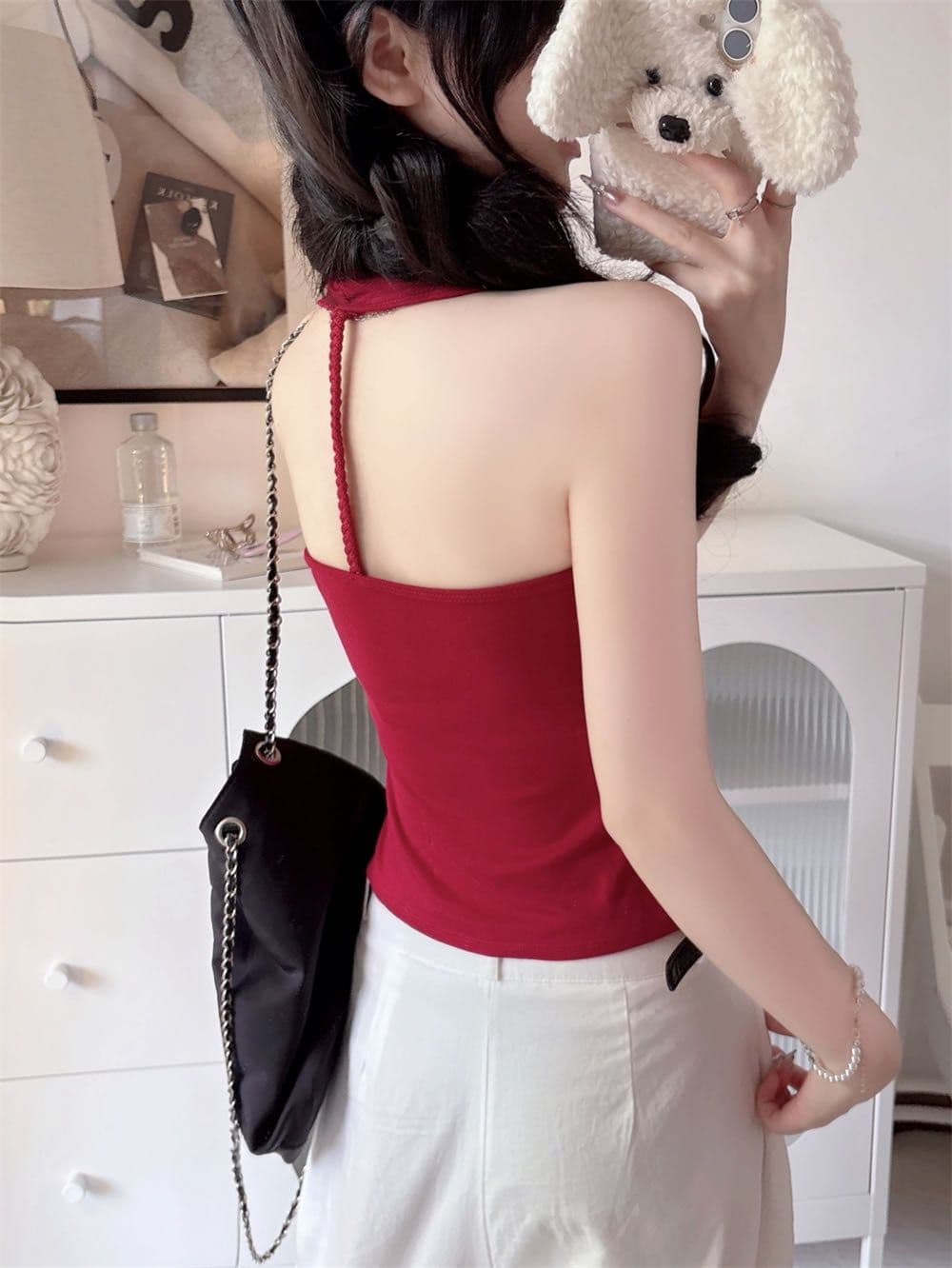 고정 가슴 패드 행침 목 아름다움 뒤로 작은 슬링 여성 여름 새로운 아메리칸 핫걸 도파민 색상 시스템 외출용 조끼 상세 이미지 6