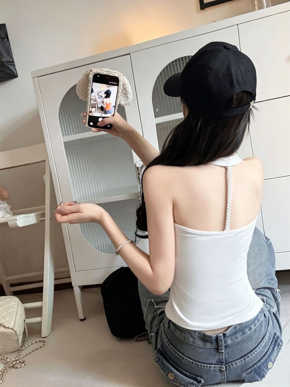 고정 가슴 패드 행침 목 아름다움 뒤로 작은 슬링 여성 여름 새로운 아메리칸 핫걸 도파민 색상 시스템 외출용 조끼 상세 이미지 17