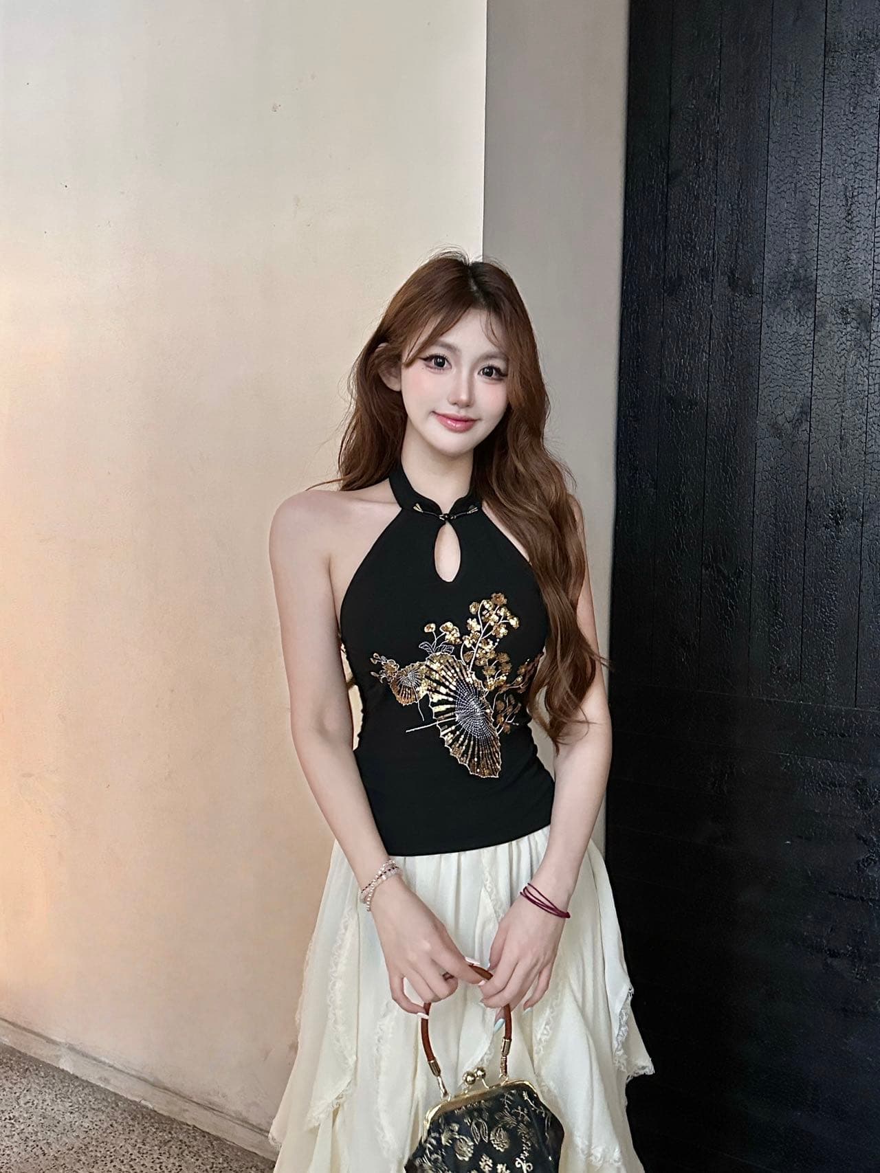 핫걸 새로운 중식 행침 목 치마 여름 새로운 프랑스식 품격 몸매 가꾸기 슬림해 보이는 자수 행침 목 아름다움 뒤로 상세 이미지 11