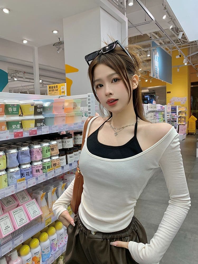 연삭 털 행침 목 배색 연삭 플러시 긴팔 티셔츠 여성 새로운 보온 순수한 욕망 슬림해 보이는 쇼트 스타일 언더 코트 상세 이미지 19