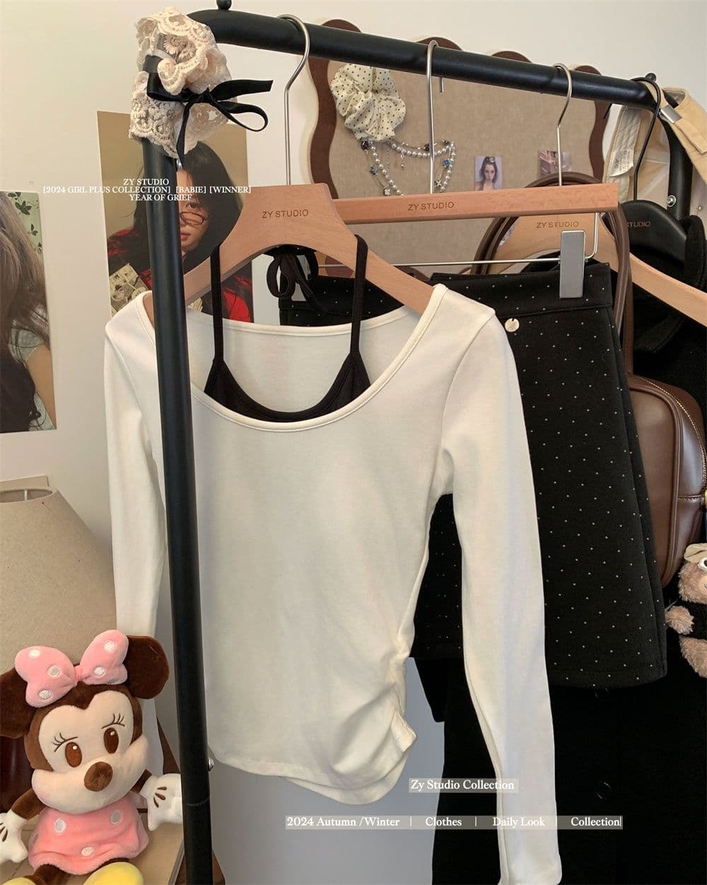 연삭 털 행침 목 배색 연삭 플러시 긴팔 티셔츠 여성 새로운 보온 순수한 욕망 슬림해 보이는 쇼트 스타일 언더 코트 상세 이미지 29