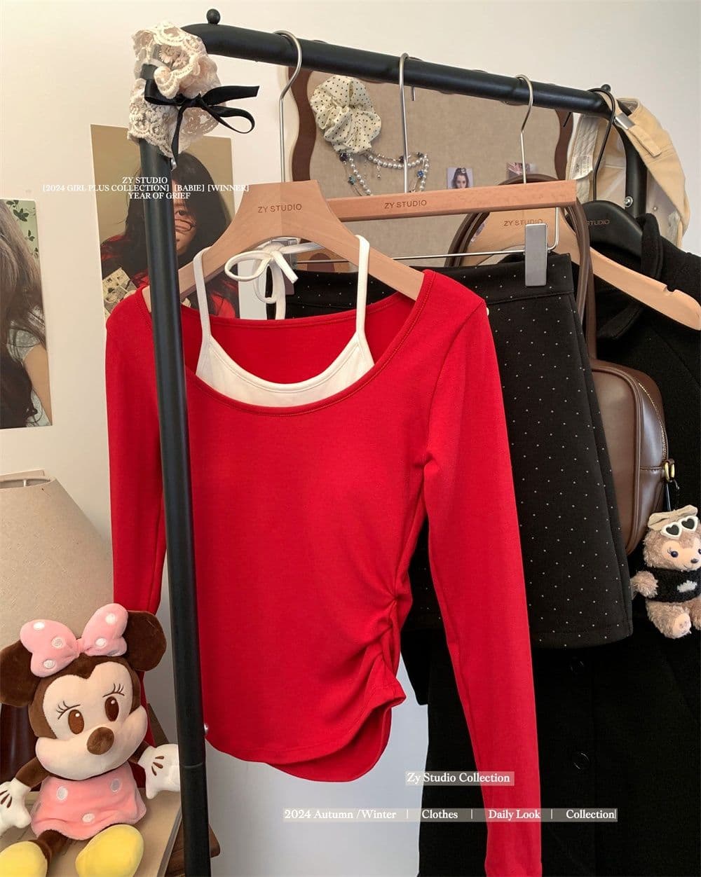 연삭 털 행침 목 배색 연삭 플러시 긴팔 티셔츠 여성 새로운 보온 순수한 욕망 슬림해 보이는 쇼트 스타일 언더 코트 상세 이미지 30