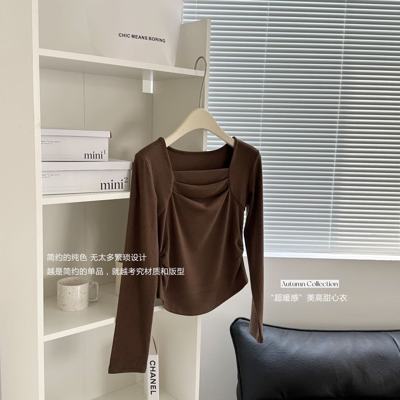 가을 겨울 새로운 광장 칼라 주름 기본 셔츠 여성 덕 플러시 보온 긴팔 티셔츠 인사이드 가져 가라. 외출용 맨위 상세 이미지 11