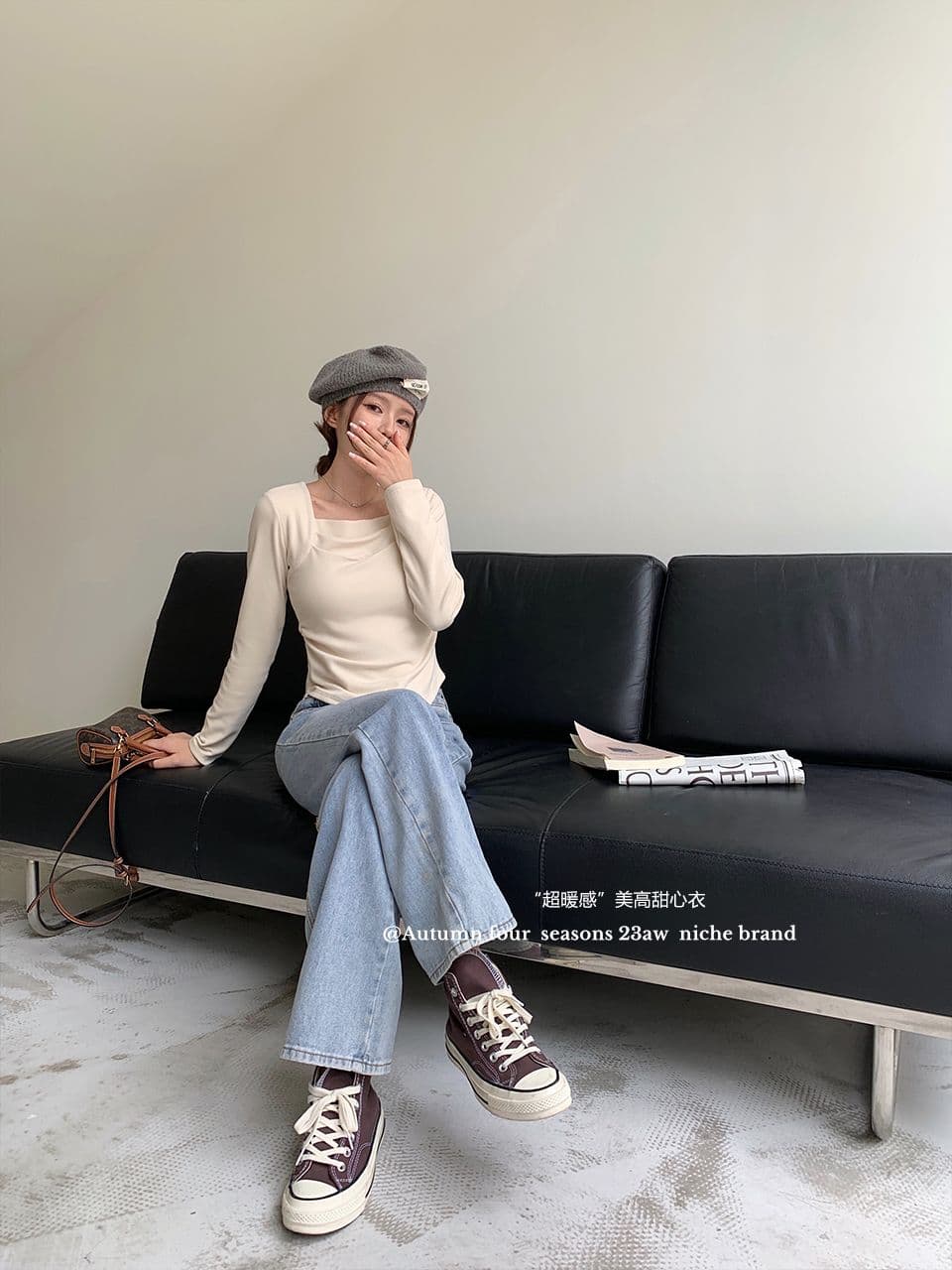 가을 겨울 새로운 광장 칼라 주름 기본 셔츠 여성 덕 플러시 보온 긴팔 티셔츠 인사이드 가져 가라. 외출용 맨위 상세 이미지 20