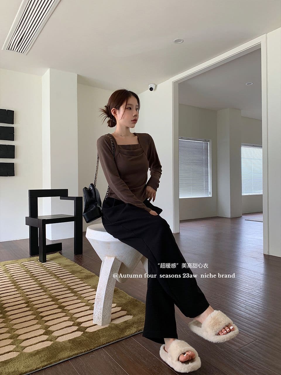 가을 겨울 새로운 광장 칼라 주름 기본 셔츠 여성 덕 플러시 보온 긴팔 티셔츠 인사이드 가져 가라. 외출용 맨위 상세 이미지 25