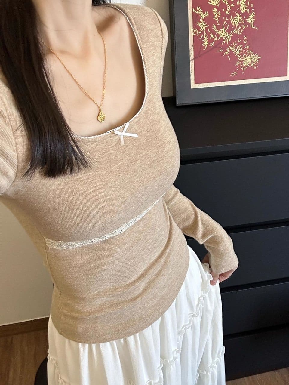 양면 양모 연삭 털 보온 긴팔 맨위 한국 스타일 가을 겨울 레이스 레이스 인사이드 가져 가라. 몸매 가꾸기 기본 셔츠 상세 이미지 13