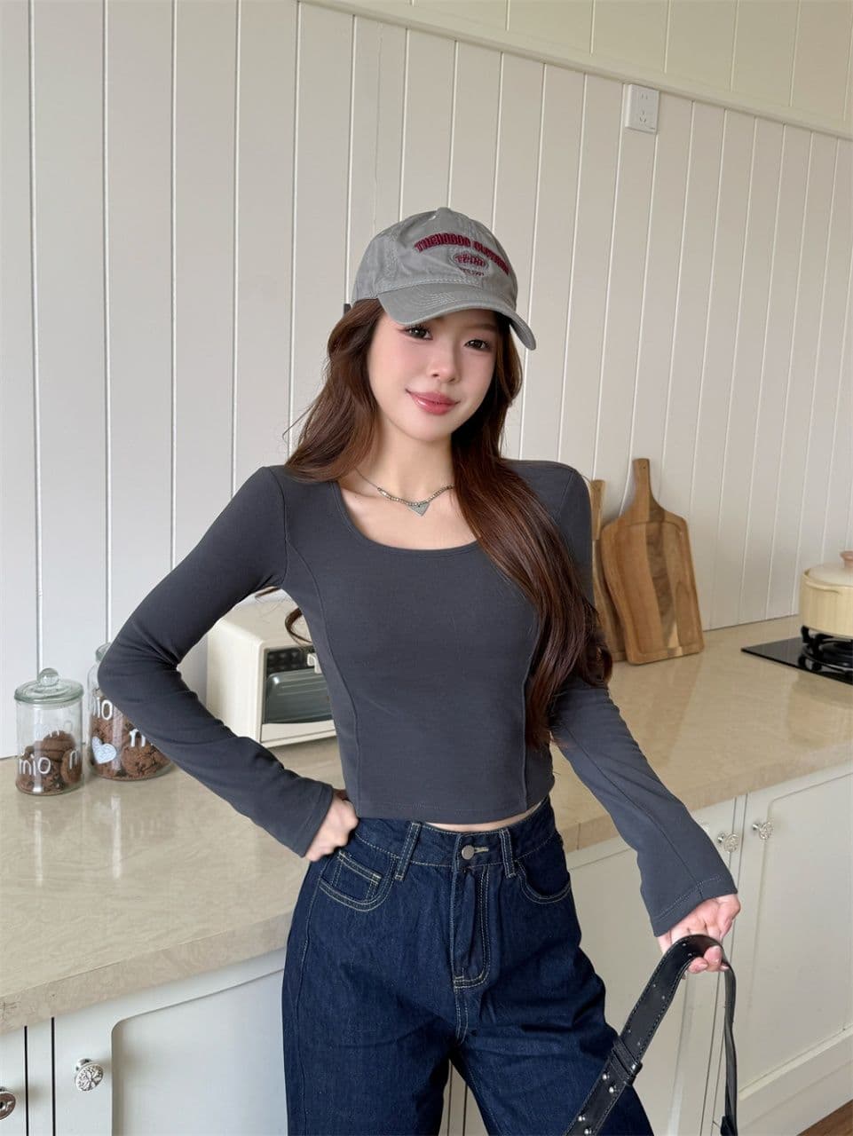 이른 가을 새로운 착용 가져 가라. 슈 플러시 u 칼라 보온 긴팔 티셔츠 슬림해 보이는 몸매 가꾸기 원피스 벨트 가슴 패드 다용도 상세 이미지 18