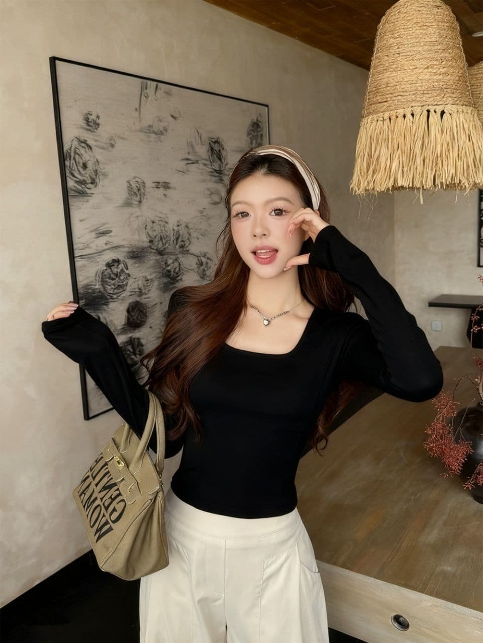 이른 가을 새로운 착용 가져 가라. 슈 플러시 u 칼라 보온 긴팔 티셔츠 슬림해 보이는 몸매 가꾸기 원피스 벨트 가슴 패드 다용도 상세 이미지 31