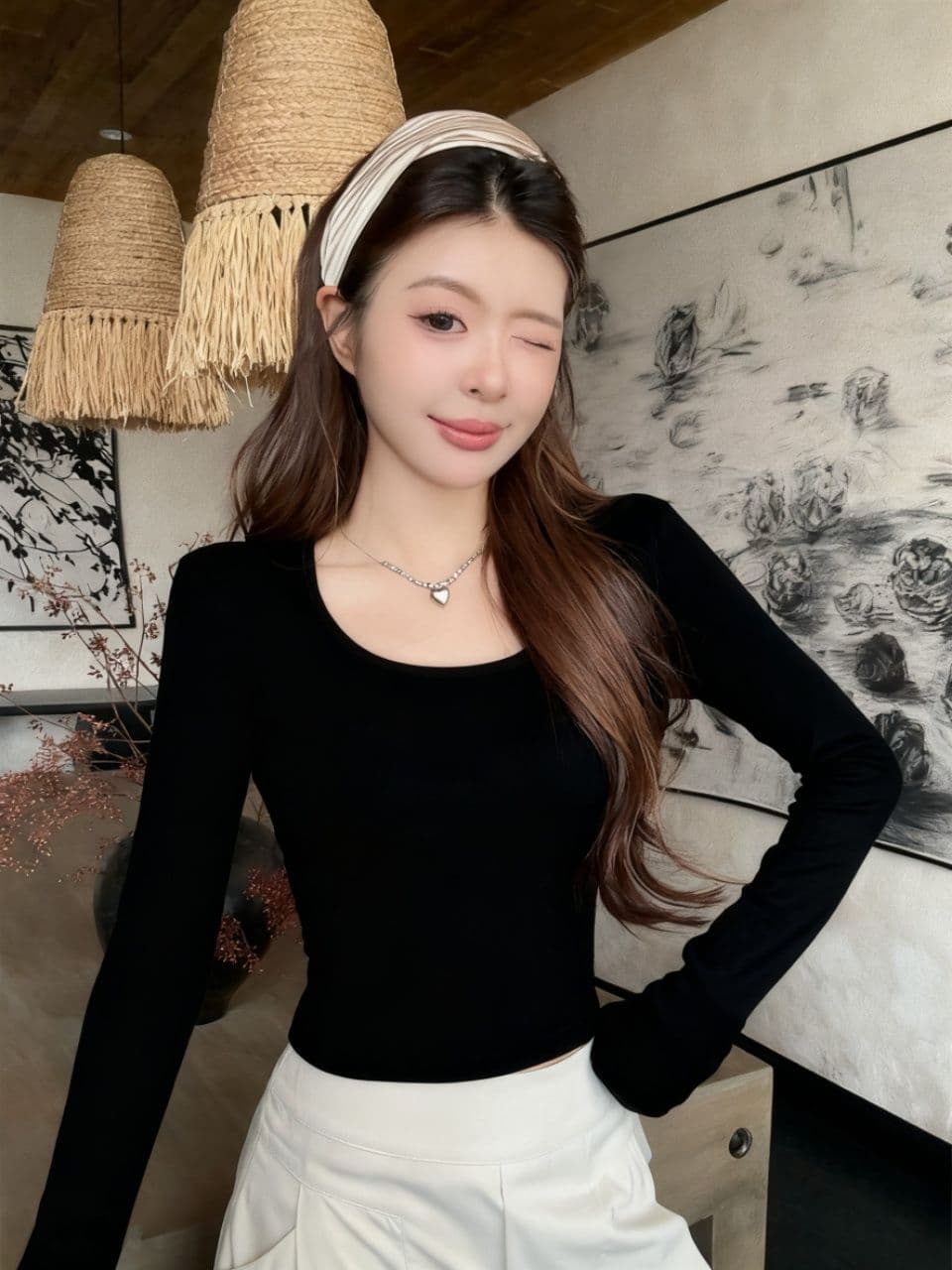 이른 가을 새로운 착용 가져 가라. 슈 플러시 u 칼라 보온 긴팔 티셔츠 슬림해 보이는 몸매 가꾸기 원피스 벨트 가슴 패드 다용도 상세 이미지 33