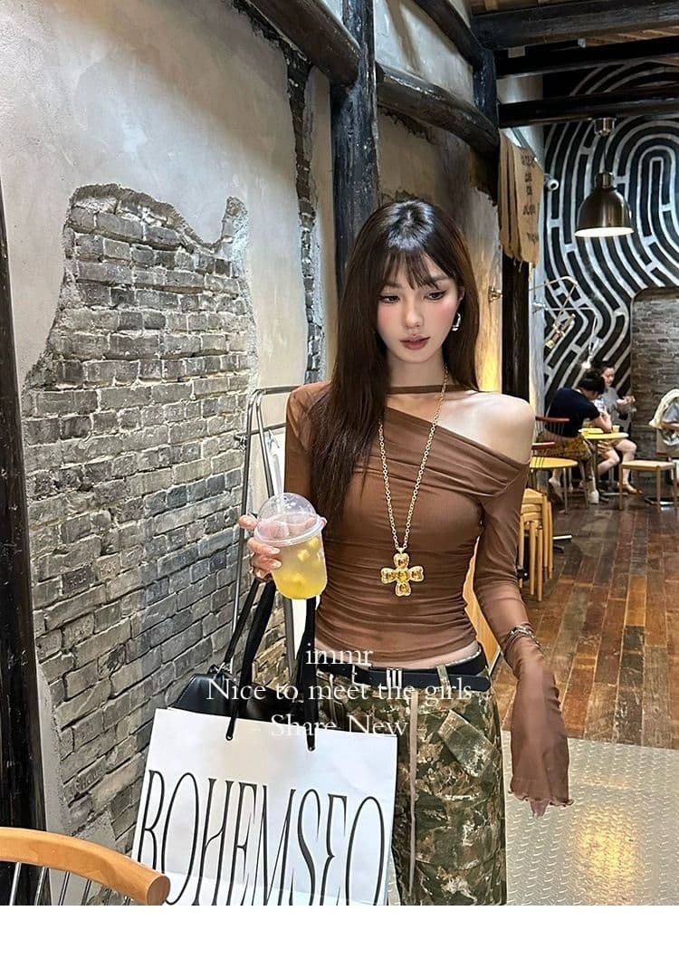 이른 가을 새로운 순수한 욕망 섹시함 투피스 세트 시스루 망사 긴팔 몸매 가꾸기 인사이드 가져 가라. 벨트 가슴 패드 튜브탑 맨위 상세 이미지 11